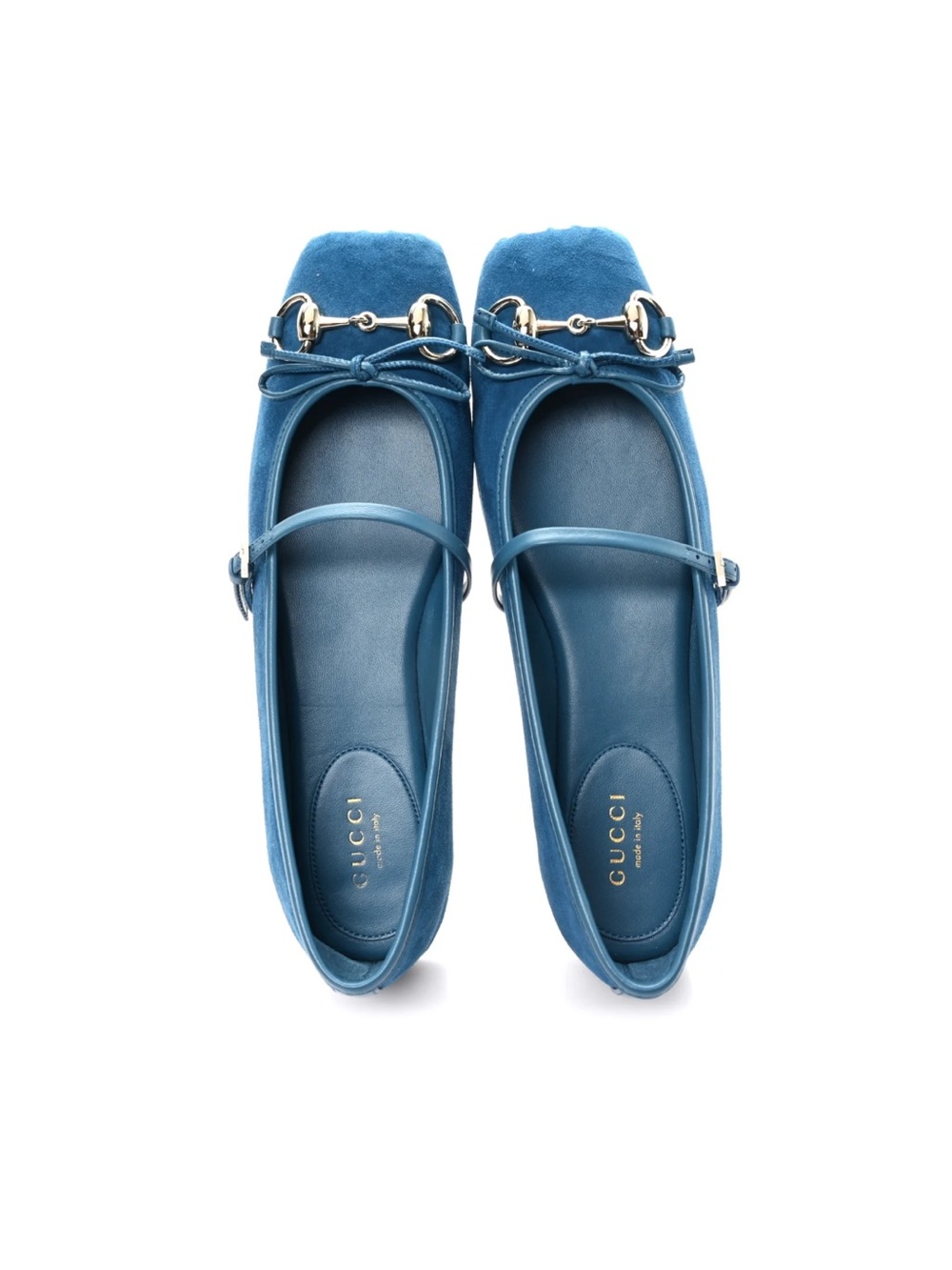 NIB Gucci Horsebit Ballet Flats Blue Suede Mary Jane Shoes Size 38 $1030 - Picture 2 of 13